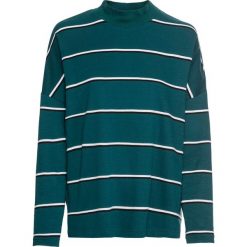 Bluza dresowa bonprix niebieskozielono-biało-czarny w paski. Niebieskie bluzy damskie bonprix, w paski, z dresówki, bez rękawów, bez kaptura. Za 59,99 zł.