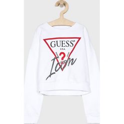 Guess Jeans - Bluza dziecięca 118-175 cm. Czarne bluzy dziewczęce Guess Jeans, z nadrukiem, z elastanu, bez rękawów, bez kaptura. W wyprzedaży za 149,90 zł.