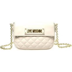 Love Moschino torebka crossbody JC4200-PP08-KA0-110 biała. Białe torebki klasyczne damskie Love Moschino, w paski, eleganckie, na ramię, bez dodatków. W wyprzedaży za 407,00 zł.