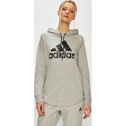Adidas Performance - Bluza. Szare bluzy damskie adidas Performance, s, z nadrukiem, z bawełny, bez rękawów, z kapturem. W wyprzedaży za 179,90 zł.