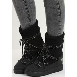 Czarne Śniegowce Moonlight Dance. Czarne buty sportowe damskie Born2be, na zimę, z nubiku, sportowe. Za 139,99 zł.