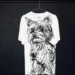 Yorkshire Terrier t-shirt man. T-shirty męskie Pakamera, m, bez wzorów, z wiskozy, klasyczne, z klasycznym kołnierzykiem. Za 129,00 zł.