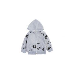 Bluza dresowa we wzory z kieszeniami, ze ściągaczami, z kapturem, rozpinana. Szare bluzy niemowlęce TXM, z dresówki, z kapturem. Za 19,99 zł.