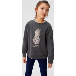 Mango Kids - Bluza dziecięca Dublin62 110-164 cm. Żółte bluzy dziewczęce z nadrukiem, z bawełny. Za 45,90 zł.