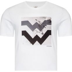 T-shirt BOGNER ROC. Białe t-shirty męskie Bogner, z nadrukiem, z bawełny, klasyczne, z okrągłym kołnierzem. Za 360,00 zł.