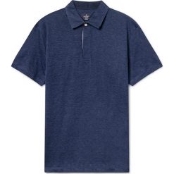 Lniana koszulka polo w kolorze granatowym. Niebieskie koszulki męskie Hackett London, xxl, bez wzorów, ze lnu, polo, bez rękawów. W wyprzedaży za 269,95 zł.