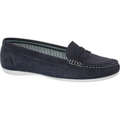Mokasyny damskie 5th Avenue granatowe. Niebieskie mokasyny damskie 5th Avenue, ze skóry, na obcasie. Za 119,90 zł.