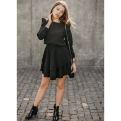 SUKIENKA VERONICA BLACK - M. Czarne sukienki dziewczęce Fanaberia.com, bez wzorów, z tkaniny, eleganckie, bez rękawów, asymetryczne. Za 149,00 zł.