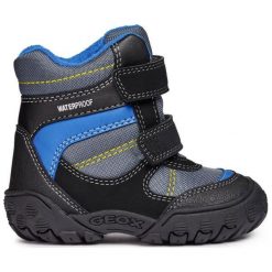 Geox Chłopięce Buty Zimowe Za Kostkę Gulp, 20, Czarny/Niebieski. Niebieskie buty chłopięce zimowe marki Geox, z gumy, za kostkę. Za 279,00 zł.