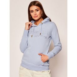 Bluza Superdry Outline Entery W2010080B. Niebieskie bluzy damskie Superdry, bez wzorów, z bawełny, bez rękawów, bez kaptura. W wyprzedaży za 239,00 zł.