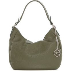 Skórzana torebka w kolorze oliwkowym - 30 x 20 x 8 cm. Zielone torby damskie na zakupy Best of Italian Bags, w paski, ze skóry. W wyprzedaży za 171,95 zł.