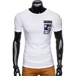 T-shirty męskie: T-SHIRT MĘSKI Z NADRUKIEM S876 – BIAŁY