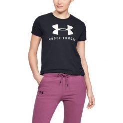 Under Armour Sportstyle Classic Koszulka Czarny. Czarne koszulki damskie Under Armour, l, z nadrukiem, z bawełny, bez kołnierzyka, z krótkim rękawem. Za 119,95 zł.
