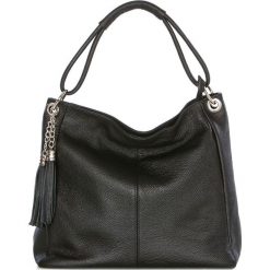 Shopper bag damskie: Skórzana torebka w kolorze czarnym – 38 x 36 x 14 cm