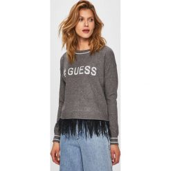Guess Jeans - Sweter. Szare swetry damskie Guess Jeans, s, z aplikacjami, z elastanu, bez rękawów, bez kaptura. W wyprzedaży za 319,90 zł.