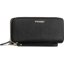 Duży Portfel Damski TWINSET - Zip Around OA7TKC Nero 00006. Czarne portfele damskie marki Twinset, bez wzorów, ze skóry. W wyprzedaży za 419,00 zł.