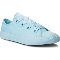 Trampki CONVERSE - Ctas Big Eyelets Ox 661874C Cyan Tint/Cyan Tint/Cyan Tint. Niebieskie półbuty damskie Converse, bez wzorów, z gumy, bez obcasa, na płaskiej podeszwie, bez zapięcia. W wyprzedaży za 179,00 zł.