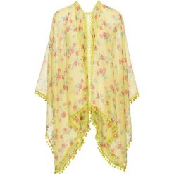 Poncho bonprix żółty w kwiaty. Pomarańczowe żakiety damskie bonprix, w koronkowe wzory, z koronki. Za 74,99 zł.
