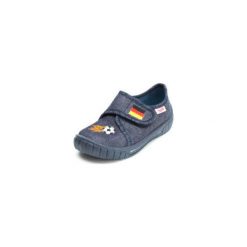 Superfit Boys Kapcie Piłka nożna Niemcy ocean - niebieski - Gr.Moda (2 - 6 lat). Niebieskie buciki niemowlęce chłopięce marki Superfit, z tkaniny. Za 105,00 zł.