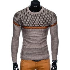 Swetry męskie: SWETER MĘSKI E131 - BRĄZOWY