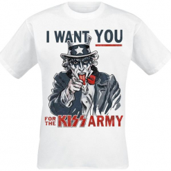 Kiss Uncle Sam T-Shirt biały. Białe koszulki męskie Kiss, l, bez wzorów, bez kołnierzyka. Za 74,90 zł.