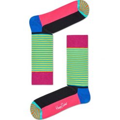 Happy Socks - Skarpetki Half Stripe. Zielone skarpetki damskie marki Happy Socks, z elastanu. W wyprzedaży za 29,90 zł.