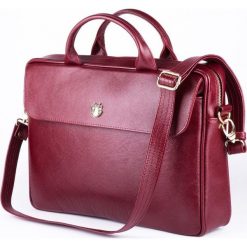Skórzana torba aktówka damska na laptopa FELICE bordowa - Burgundowy. Czerwone aktówki damskie Felice, bez wzorów, z bawełny, bez dodatków. Za 499,99 zł.