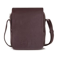Skórzana torba na ramię, raportówka Solier RUSH brązowa. Pomarańczowe torby męskie skórzane Solier, w paski, ze skóry, eleganckie. Za 339,00 zł.