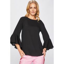 Trussardi Jeans - Bluzka. Czarne bluzki damskie Trussardi Jeans, bez wzorów, z poliesteru, z okrągłym kołnierzem, bez rękawów. W wyprzedaży za 319,90 zł.