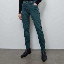 Spodnie jeansowe slim - Zielony. Zielone spodnie męskie Reserved, m, bez wzorów, z jeansu. Za 129,99 zł.