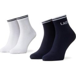 Zestaw 2 par wysokich skarpet męskich LACOSTE - RA8495 Navy Blue/White. Niebieskie skarpetki męskie Lacoste, bez wzorów, z elastanu. Za 69,00 zł.
