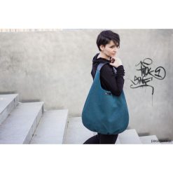 LONG turkusowy. Niebieskie torebki klasyczne damskie Pakamera, bez wzorów, z tkaniny, na ramię, bez dodatków. Za 195,00 zł.