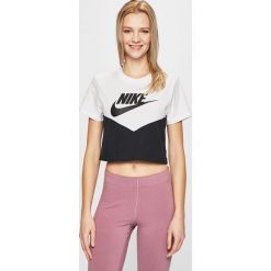 Nike - Top. Czarne topy damskie Nike, s, z nadrukiem, z bawełny, z okrągłym kołnierzem. W wyprzedaży za 119,90 zł.