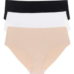 Figi: Figi panty z mikrofibry, cięte laserowo (3 pary) bonprix czarny + cielisty + biały