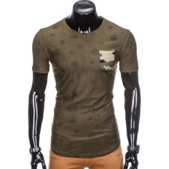 T-shirty męskie: T-SHIRT MĘSKI Z NADRUKIEM MORO S868 – KHAKI
