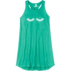 Koszula nocna z tyłem w stylu bokserskiego podkoszulka bonprix zielony oceaniczny. Zielone koszule nocne damskie marki bonprix, z nadrukiem, z materiału, bez rękawów. Za 34,99 zł.