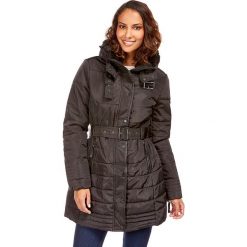 Płaszcz zimowy w kolorze czarnym. Czarne płaszcze damskie Snowie Collection, na zimę, xxl, w paski, z tkaniny. W wyprzedaży za 219,95 zł.