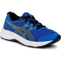 Buty ASICS - Contend 6 Gs 1014A086 Tuna Blue/Black 401. Niebieskie buty sportowe damskie Asics, bez wzorów, z tworzywa sztucznego, sportowe, do biegania. W wyprzedaży za 159,00 zł.