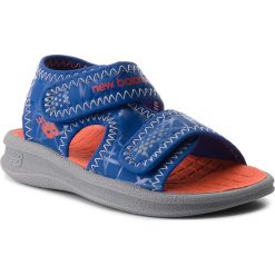 Sandały NEW BALANCE - K2031GBO Grey/Blue/Orange. Niebieskie sandały chłopięce New Balance, ze skóry ekologicznej, bez zapięcia. W wyprzedaży za 79,00 zł.