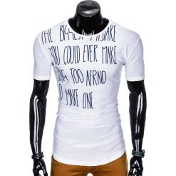 T-SHIRT MĘSKI Z NADRUKIEM S1001 - BIAŁY. Białe t-shirty męskie z nadrukiem Ombre Clothing, m. Za 29,00 zł.