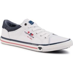 Tenisówki TOM TAILOR - 8080401 White. Białe półbuty męskie Tom Tailor, na co dzień, bez wzorów, z gumy, eleganckie, bez zapięcia. Za 179,00 zł.
