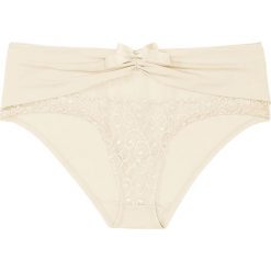 Figi "panty" bonprix cielisty. Brązowe panty damskie bonprix, w koronkowe wzory. Za 34,99 zł.