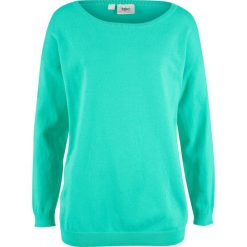 Sweter "boxy" bonprix zielony morski. Zielone swetry damskie bonprix, bez wzorów, bez rękawów, bez kaptura. Za 59,99 zł.