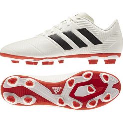Buty piłkarskie adidas Nemeziz 18.4 FxG M D97992. Białe buty sportowe męskie Adidas, z materiału, na sznurówki, do piłki nożnej. W wyprzedaży za 249,00 zł.