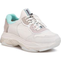 Sneakersy BRONX - 66167E-BL O. White/Nude/Mint. Białe półbuty damskie Bronx, na co dzień, bez wzorów, ze skóry, bez obcasa, na płaskiej podeszwie, bez zapięcia. Za 649,00 zł.