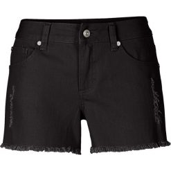Szorty bonprix czarny. Czarne spodnie damskie bonprix, na lato, z aplikacjami. Za 79,99 zł.