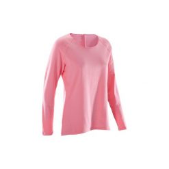Koszulka do jogi długi rękaw YOGA 100 ECO. Czerwone t-shirty damskie marki DOMYOS, xs, z bawełny. W wyprzedaży za 29,99 zł.