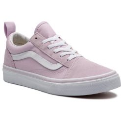 Tenisówki VANS - Old Skool Elastic VN0A3QPGUJM1 Lavender Fog/True White. Różowe trampki dziewczęce Vans, bez wzorów, ze skóry, na sznurówki. W wyprzedaży za 169,00 zł.