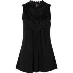 Top koronkowy bonprix czarny. Czarne topy damskie bonprix, z koronki, ze stójką. Za 79,99 zł.
