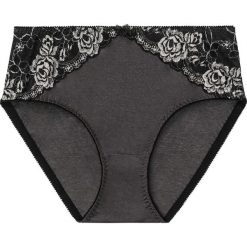 Figi maxi bonprix ciemnoszary melanż. Szare majtki damskie bonprix, z koronki. Za 34,99 zł.
